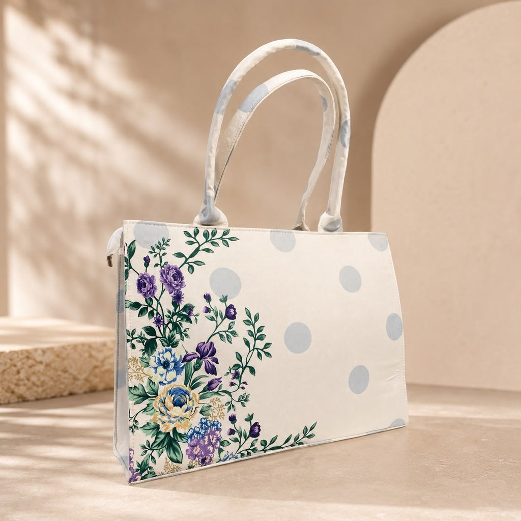 Premium White Floral Tote Bag