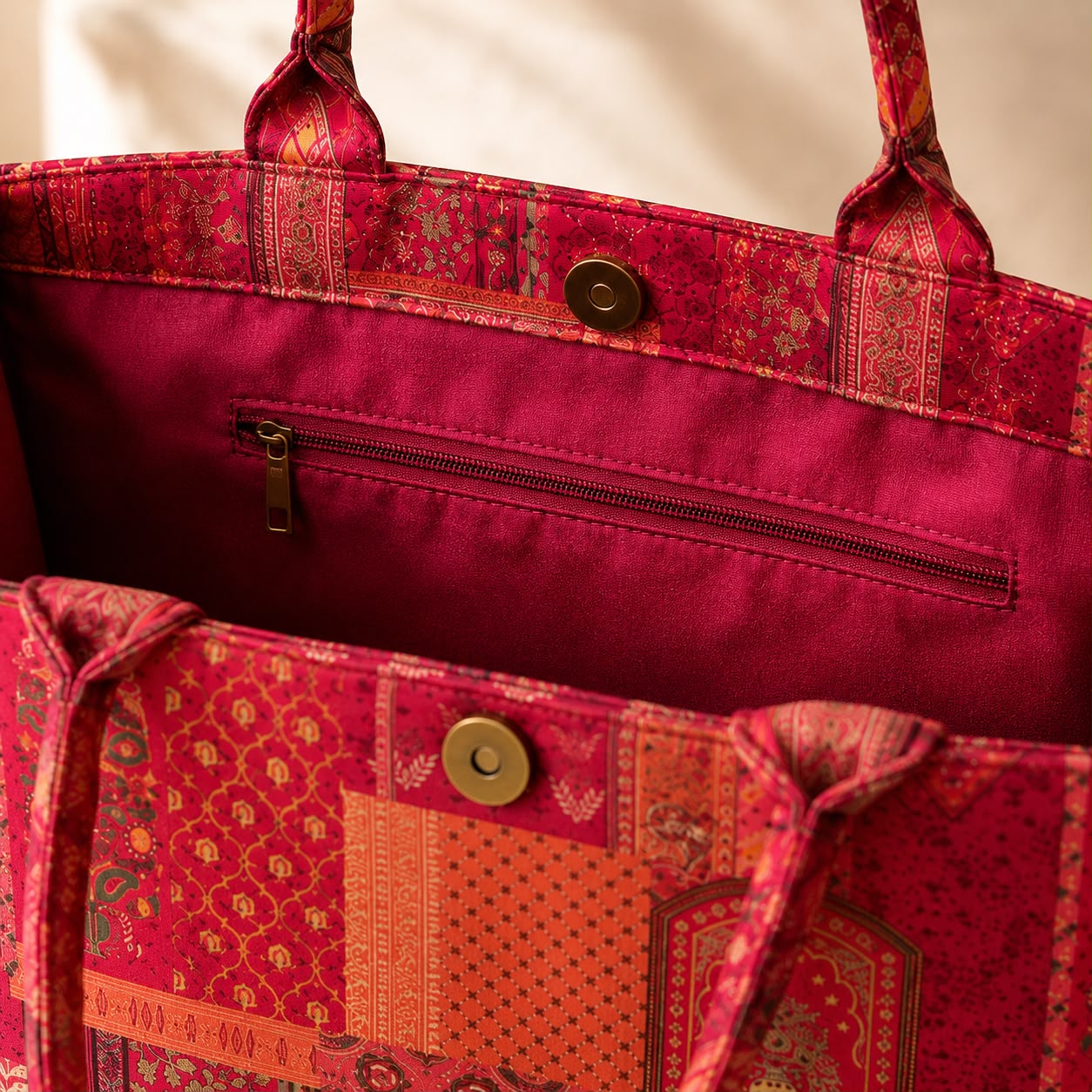 Premium Red Patchwork Tote Bag