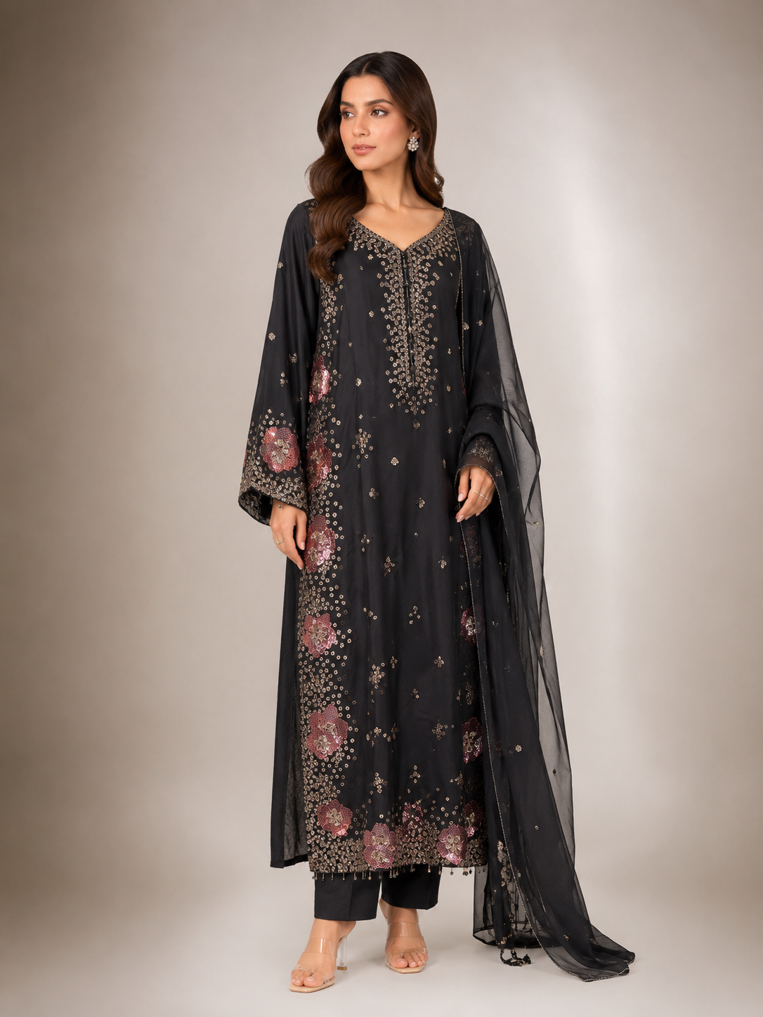 Luxury Sequin Embroidered 3-Piece
