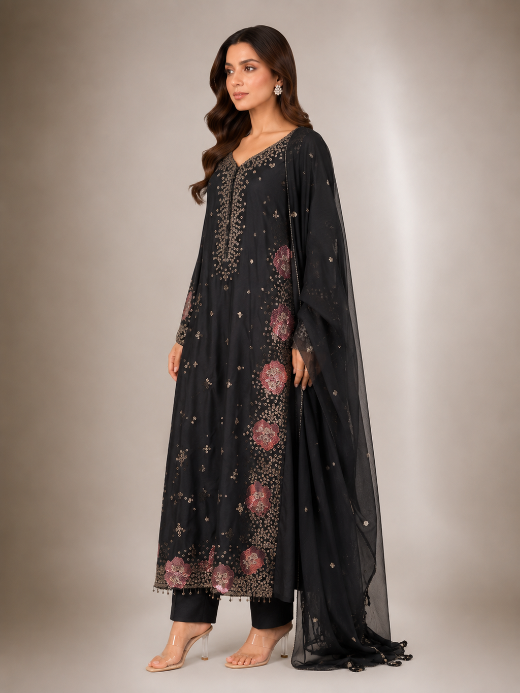 Luxury Sequin Embroidered 3-Piece