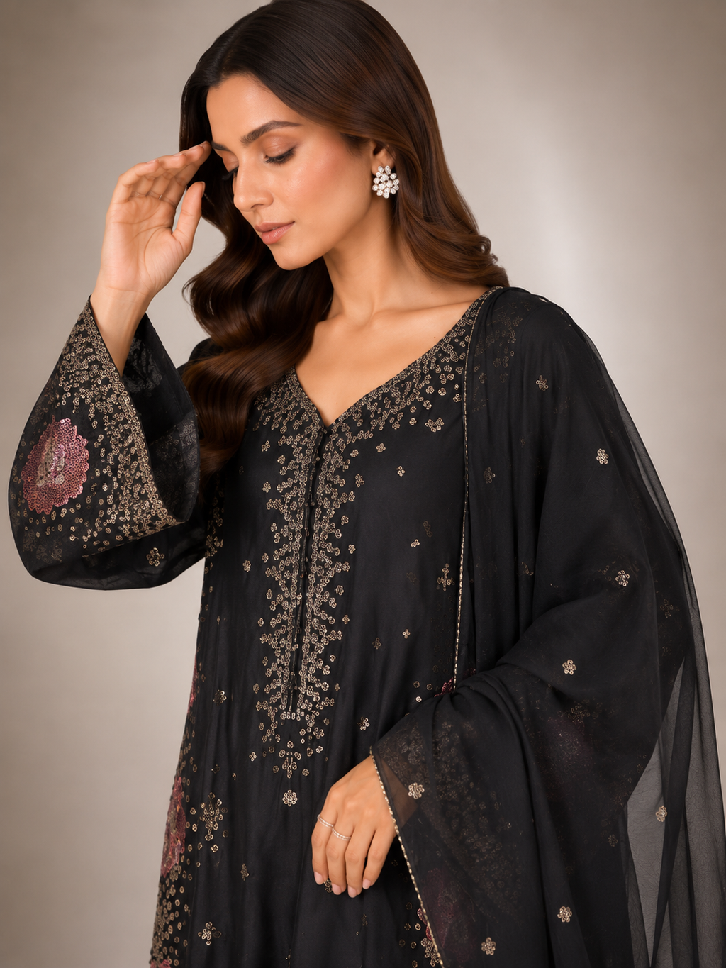 Luxury Sequin Embroidered 3-Piece