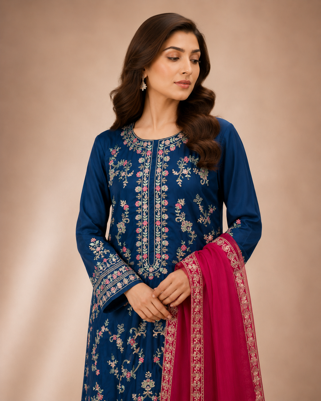 Silk Essential Blu-3pc Suit