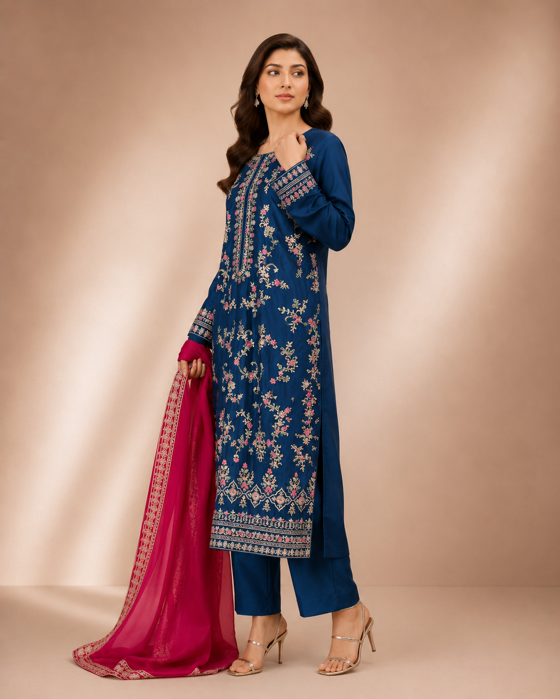 Silk Essential Blu-3pc Suit