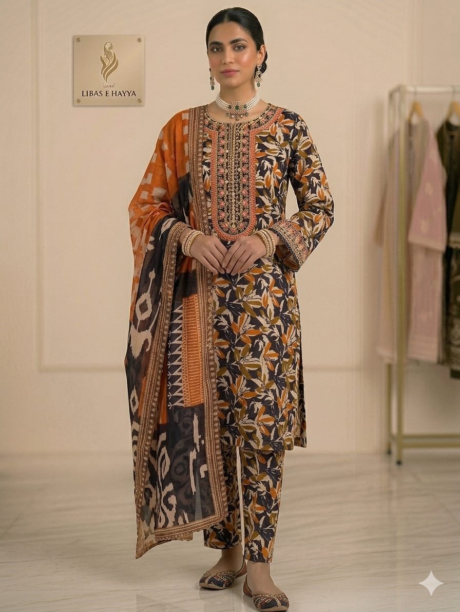 Elegant Embroidered Luxury Three Piece Suit